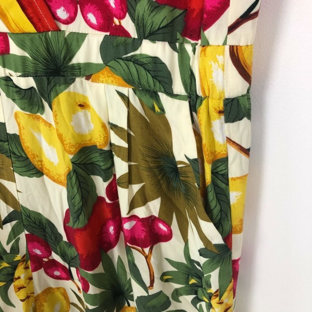 Revival Yellow Fruit Punch Jumpsuit Size 12 Sleeveless V Neck Pantsuit Pineapple - Picture 5 of 10